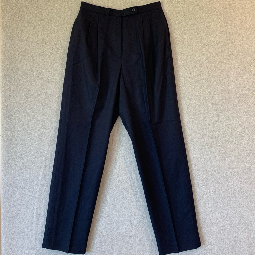 JH Collectibles Womens Sz 16 100% Wool Pleated Dress Pants Slacks Navy Blue VTG